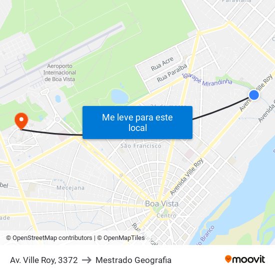 Av. Ville Roy, 3372 to Mestrado Geografia map
