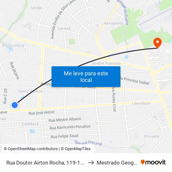 Rua Doutor Airton Rocha, 119-199 C/B to Mestrado Geografia map