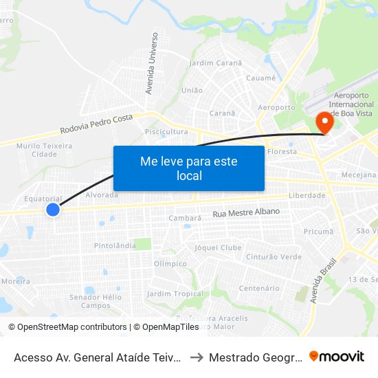 Acesso Av. General Ataíde Teive B/C to Mestrado Geografia map