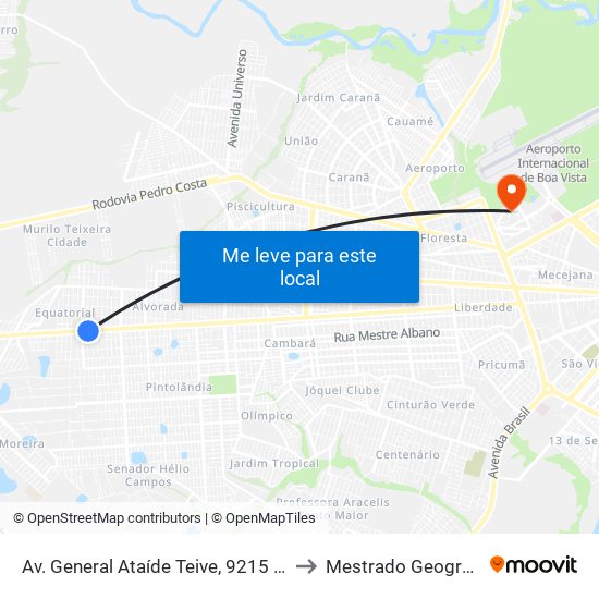 Av. General Ataíde Teive, 9215 B/C to Mestrado Geografia map