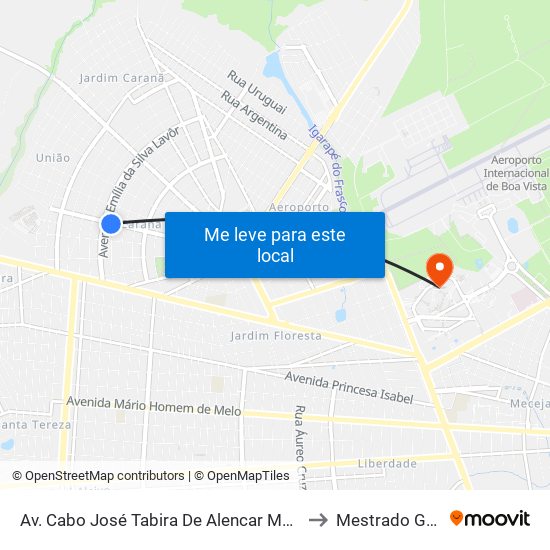 Av. Cabo José Tabira De Alencar Macedo, 1129-1227 to Mestrado Geografia map