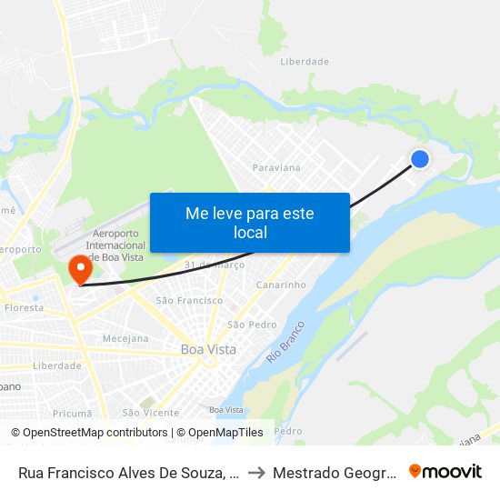 Rua Francisco Alves De Souza, 365 to Mestrado Geografia map