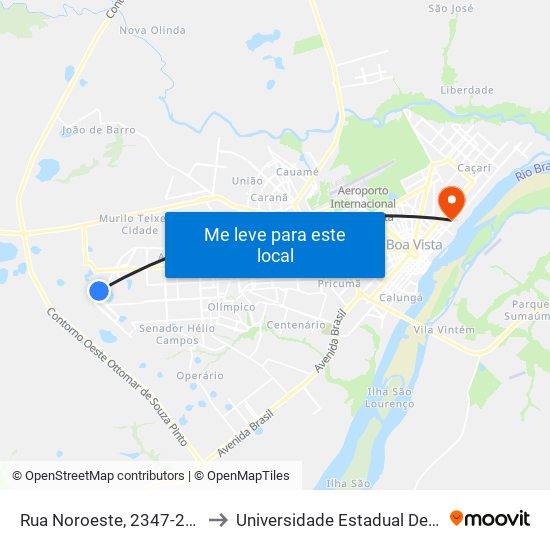 Rua Noroeste, 2347-2383 C/B to Universidade Estadual De Roraima map