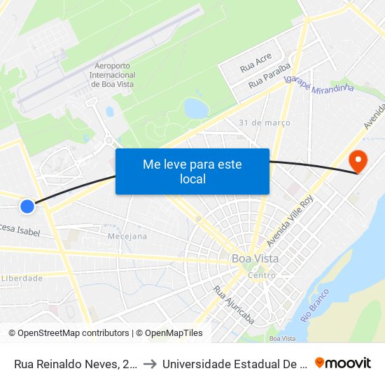 Rua Reinaldo Neves, 217 B/C to Universidade Estadual De Roraima map