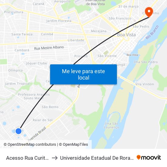 Acesso Rua Curitiba to Universidade Estadual De Roraima map
