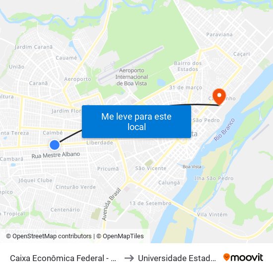 Caixa Econômica Federal - Agência Asa Branca to Universidade Estadual De Roraima map
