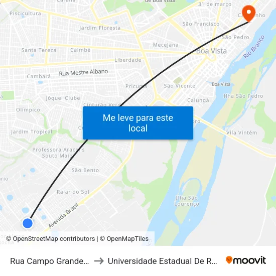 Rua Campo Grande, 652 to Universidade Estadual De Roraima map