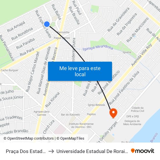 Praça Dos Estados to Universidade Estadual De Roraima map