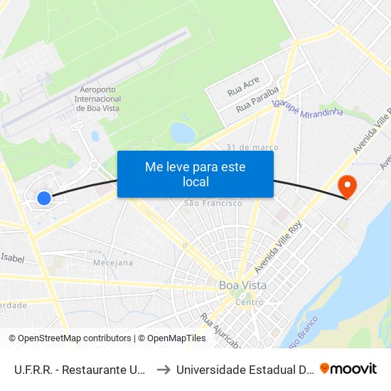 U.F.R.R. - Restaurante Universitário to Universidade Estadual De Roraima map