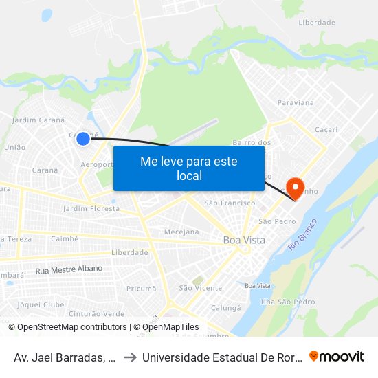 Av. Jael Barradas, 567 to Universidade Estadual De Roraima map
