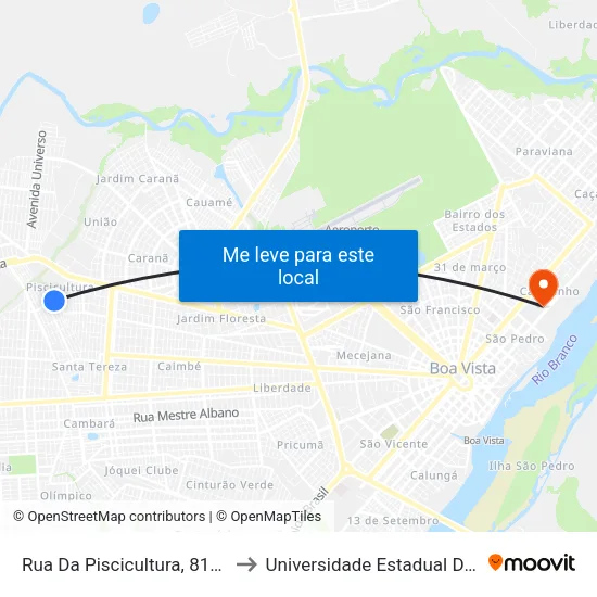 Rua Da Piscicultura, 811-869 B/C to Universidade Estadual De Roraima map