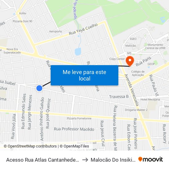 Acesso Rua Atlas Cantanhede C/B to Malocão Do Insikiran map