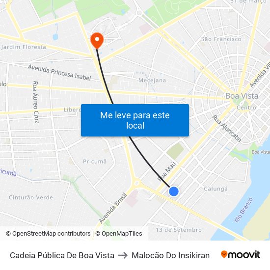 Cadeia Pública De Boa Vista to Malocão Do Insikiran map