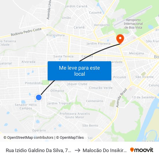 Rua Izidio Galdino Da Silva, 712 to Malocão Do Insikiran map