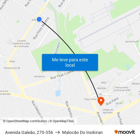 Avenida Galeão, 270-356 to Malocão Do Insikiran map