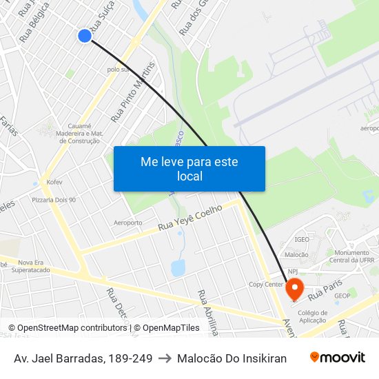 Av. Jael Barradas, 189-249 to Malocão Do Insikiran map