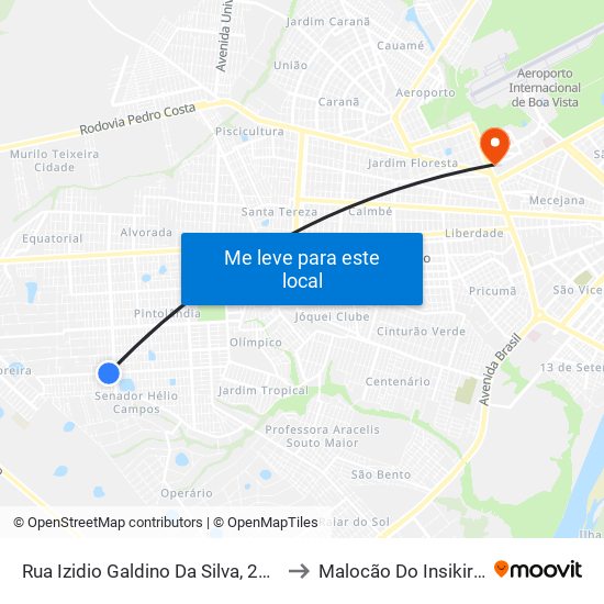 Rua Izidio Galdino Da Silva, 2054 to Malocão Do Insikiran map