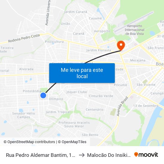 Rua Pedro Aldemar Bantim, 1771 to Malocão Do Insikiran map