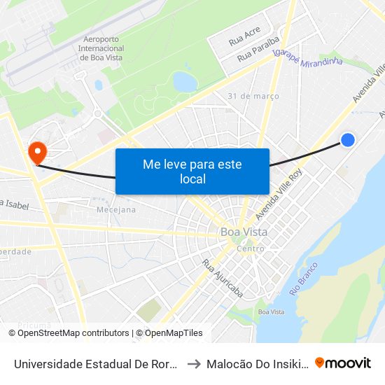 Universidade Estadual De Roraima to Malocão Do Insikiran map
