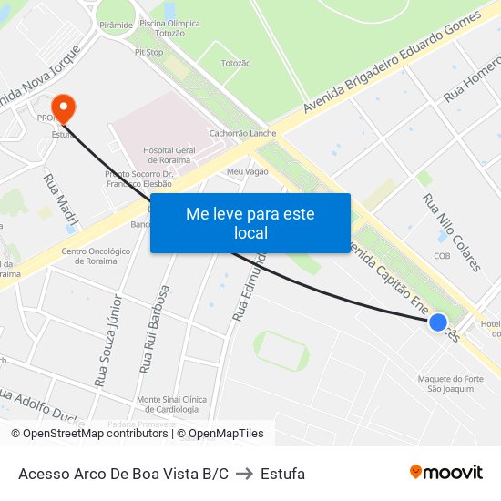 Acesso Arco De Boa Vista B/C to Estufa map