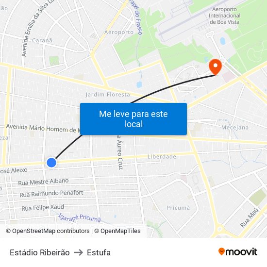 Estádio Ribeirão to Estufa map