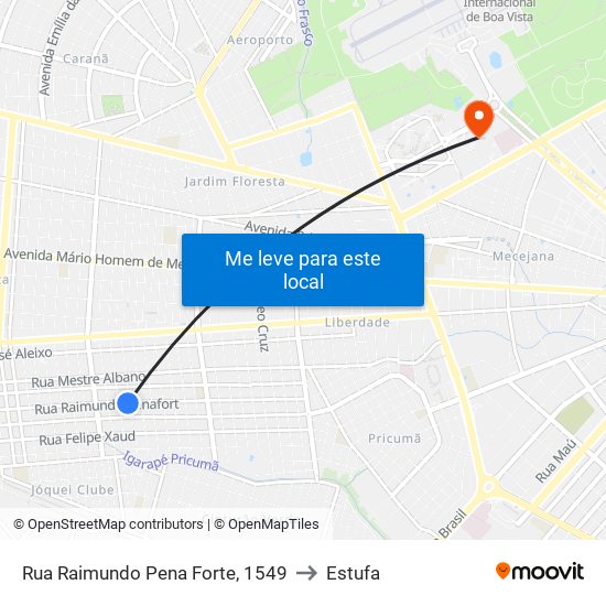 Rua Raimundo Pena Forte, 1549 to Estufa map