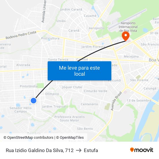 Rua Izidio Galdino Da Silva, 712 to Estufa map