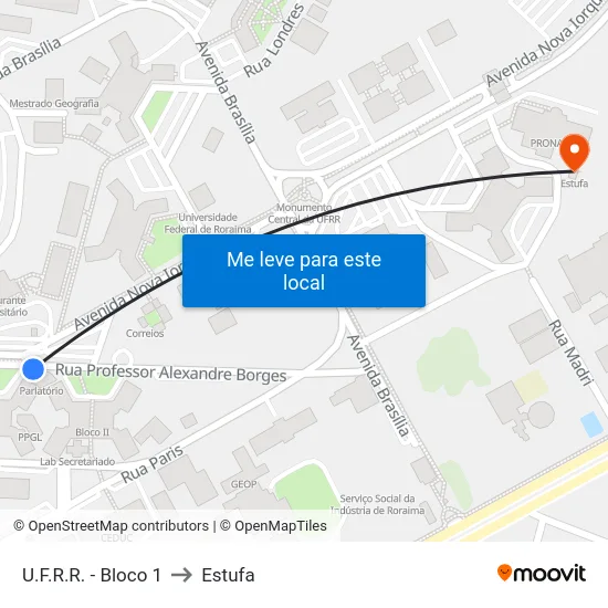 U.F.R.R. - Bloco 1 to Estufa map