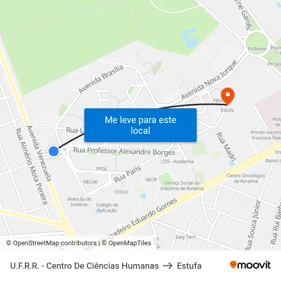 U.F.R.R. - Centro De Ciências Humanas to Estufa map