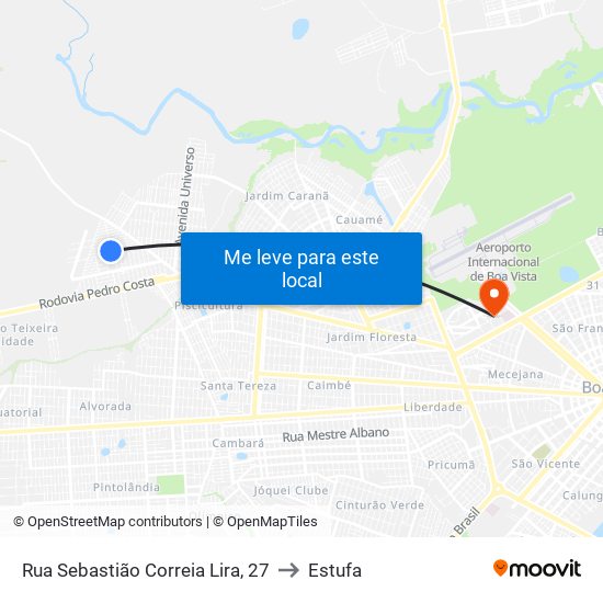 Rua Sebastião Correia Lira, 27 to Estufa map