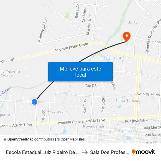 Escola Estadual Luiz Ribeiro De Lima B/C to Sala Dos Professores map