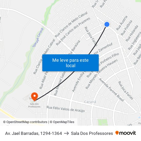 Av. Jael Barradas, 1294-1364 to Sala Dos Professores map