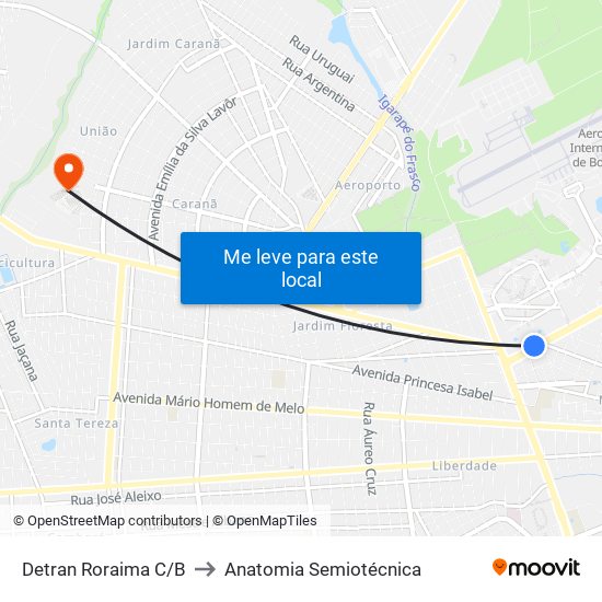 Detran Roraima C/B to Anatomia Semiotécnica map