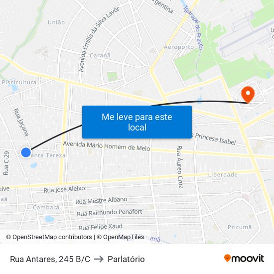 Rua Antares, 245 B/C to Parlatório map