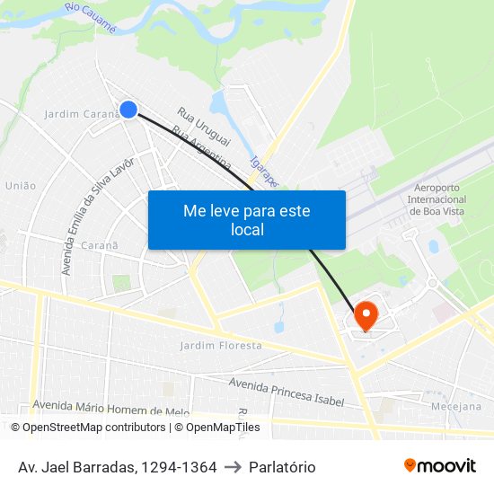 Av. Jael Barradas, 1294-1364 to Parlatório map