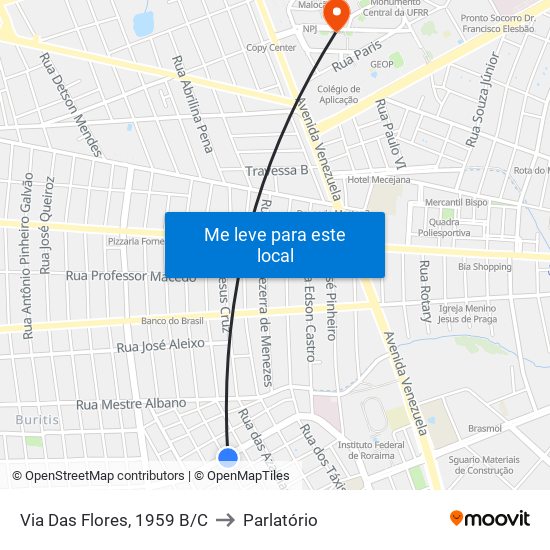 Via Das Flores, 1959 B/C to Parlatório map