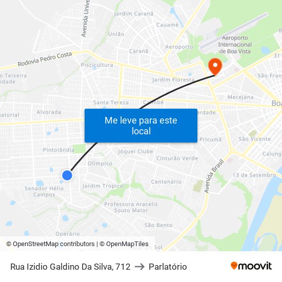 Rua Izidio Galdino Da Silva, 712 to Parlatório map