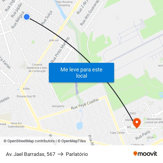 Av. Jael Barradas, 567 to Parlatório map