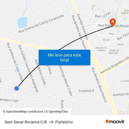 Sest Senat Roraima C/B to Parlatório map