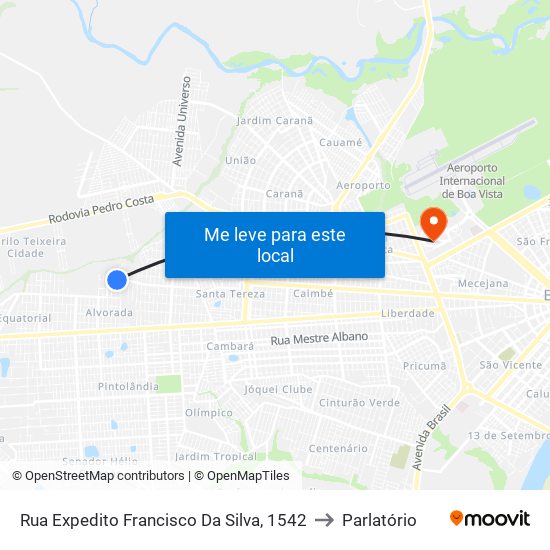 Rua Expedito Francisco Da Silva, 1542 to Parlatório map