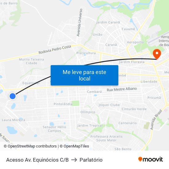 Acesso Av. Equinócios C/B to Parlatório map