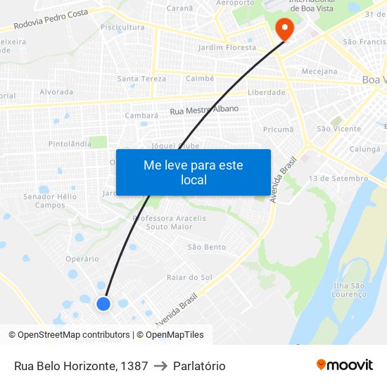 Rua Belo Horizonte, 1387 to Parlatório map