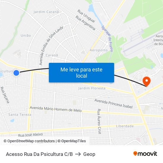 Acesso Rua Da Psicultura C/B to Geop map