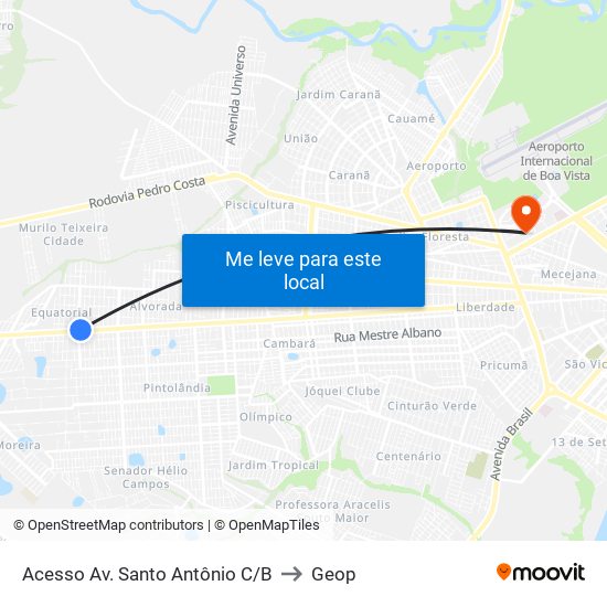Acesso Av. Santo Antônio C/B to Geop map