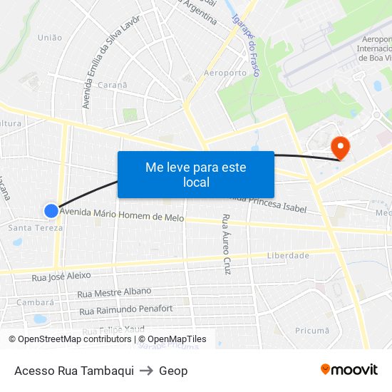 Acesso Rua Tambaqui to Geop map