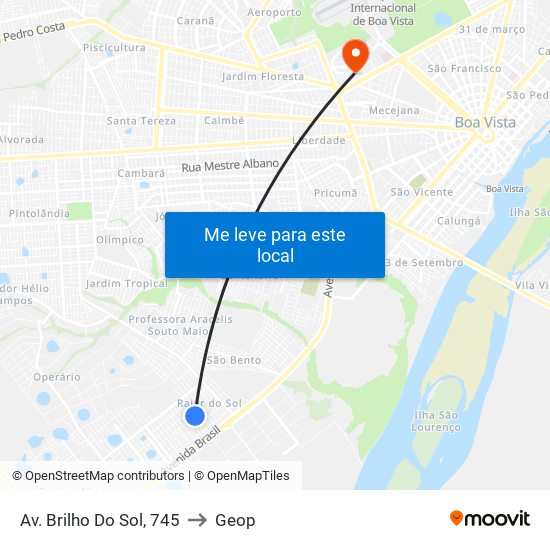 Av. Brilho Do Sol, 745 to Geop map