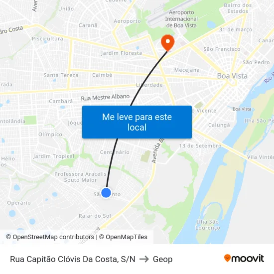 Rua Capitão Clóvis Da Costa, S/N to Geop map