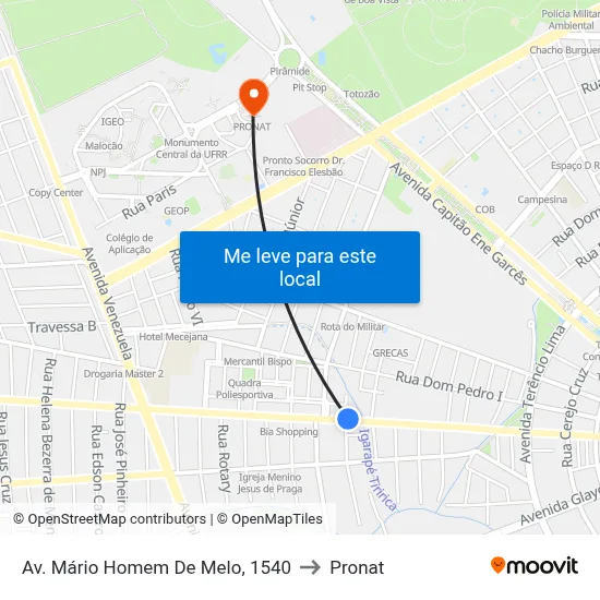 Av. Mário Homem De Melo, 1540 to Pronat map