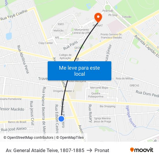 Av. General Ataíde Teive, 1807-1885 to Pronat map