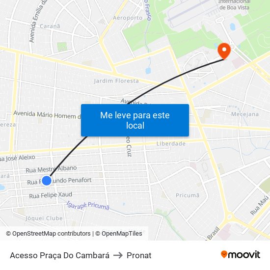 Acesso Praça Do Cambará to Pronat map